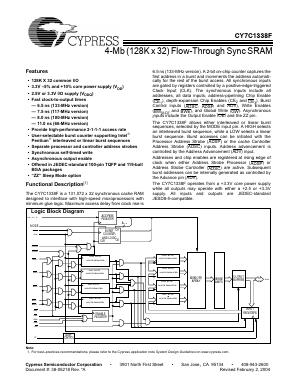 CY7C1338F-117BGC Datasheet PDF Cypress Semiconductor