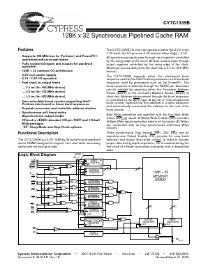 CY7C1339B-100AC Datasheet PDF Cypress Semiconductor
