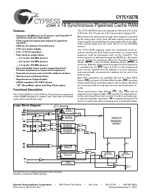 CY7C1327B-100BGI Datasheet PDF Cypress Semiconductor