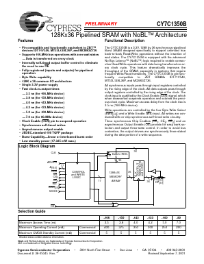 CY7C1350B Datasheet PDF Cypress Semiconductor