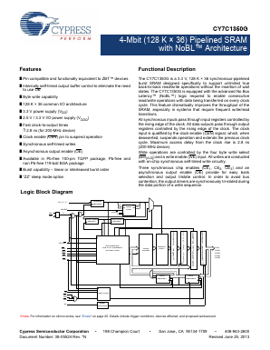 CY7C1350G Datasheet PDF Cypress Semiconductor