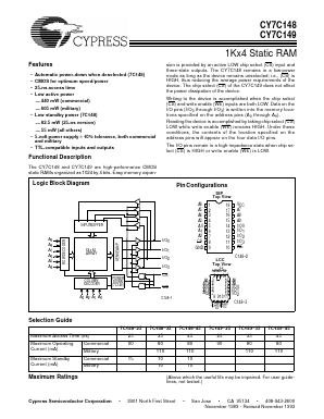 CY7C148-35DMB Datasheet PDF Cypress Semiconductor