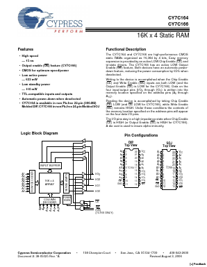 CY7C166 Datasheet PDF Cypress Semiconductor