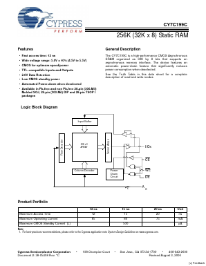 CY7C199C-15VIT Datasheet PDF Cypress Semiconductor