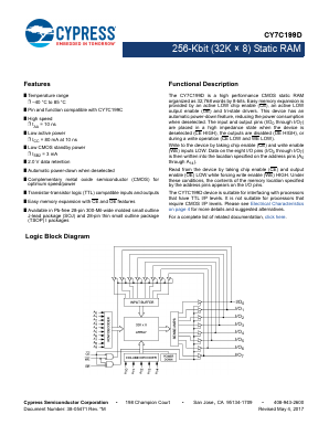 CY7C199D-10ZXI Datasheet PDF Cypress Semiconductor