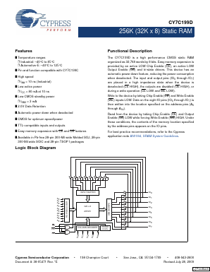 CY7C199D-10VXI Datasheet PDF Cypress Semiconductor