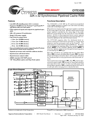 CY7C1335L-66AC Datasheet PDF Cypress Semiconductor