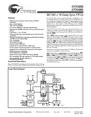 CY7C4255-10JI Datasheet PDF Cypress Semiconductor