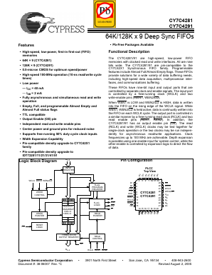 CY7C4291-10JC Datasheet PDF Cypress Semiconductor