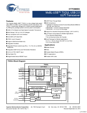 CY7C68003-20FNXI Datasheet PDF Cypress Semiconductor