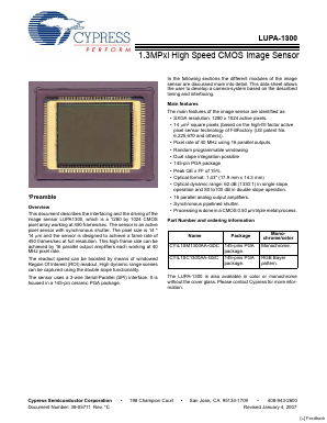 LUPA-1300-C Datasheet PDF Cypress Semiconductor