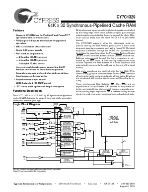 CY7C1329-66AC Datasheet PDF Cypress Semiconductor