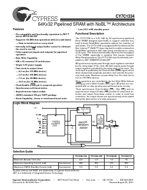 CY7C1334-50AC Datasheet PDF Cypress Semiconductor