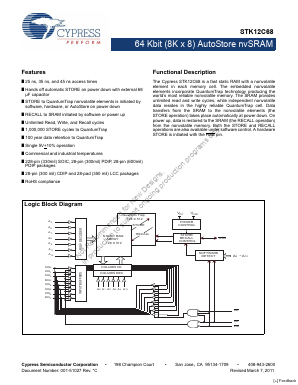 STK12C68 Datasheet PDF Cypress Semiconductor