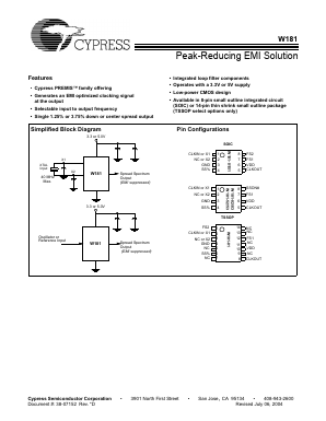 W181 Datasheet PDF Cypress Semiconductor