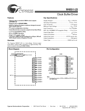 W40S11-23 Datasheet PDF Cypress Semiconductor
