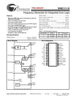 W48C111-16H Datasheet PDF Cypress Semiconductor