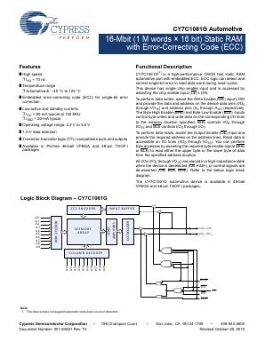 CY7C1061G Datasheet PDF Cypress Semiconductor