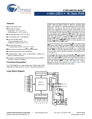 CY62146EV30 Datasheet PDF Cypress Semiconductor