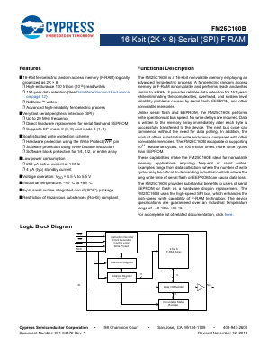 FM25C160B-GTR Datasheet PDF Cypress Semiconductor