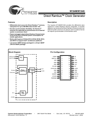 CYW134MOXC Datasheet PDF Cypress Semiconductor