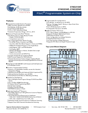 CY8C22545 Datasheet PDF Cypress Semiconductor