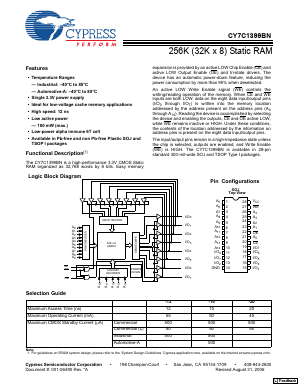 CY7C1399BN-15ZC Datasheet PDF Cypress Semiconductor