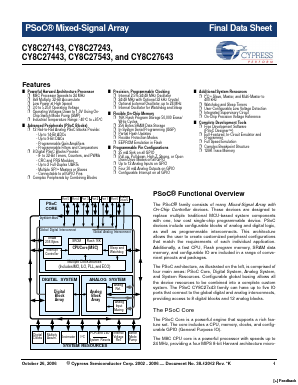 CY8C27643-24LFI Datasheet PDF Cypress Semiconductor