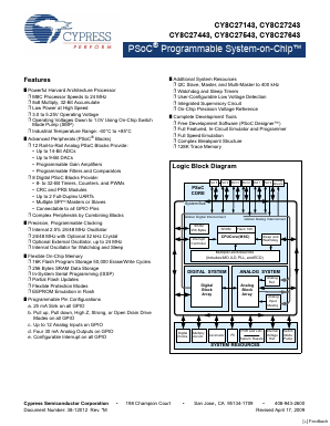 CY8C27643-24PVXI Datasheet PDF Cypress Semiconductor