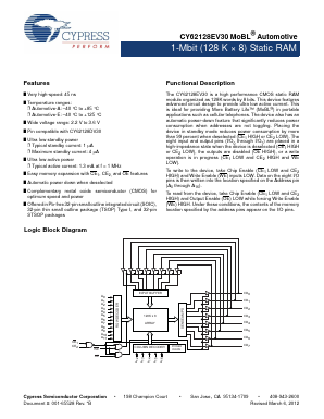 CY62128EV30LL-45SXA Datasheet PDF Cypress Semiconductor