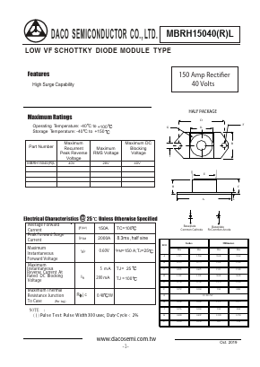 MBRH15040L Datasheet PDF DACO SEMICONDUCTOR CO.,LTD.