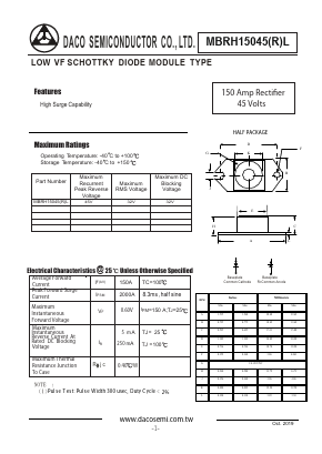 MBRH15045L Datasheet PDF DACO SEMICONDUCTOR CO.,LTD.