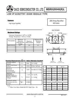 MBRH20040L Datasheet PDF DACO SEMICONDUCTOR CO.,LTD.