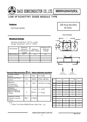 MBRH20045RL Datasheet PDF DACO SEMICONDUCTOR CO.,LTD.