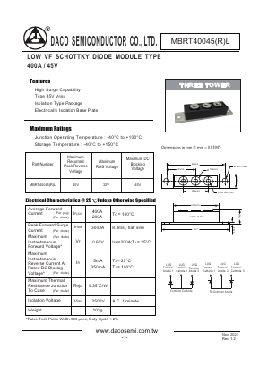 MBRT40045L Datasheet PDF DACO SEMICONDUCTOR CO.,LTD.