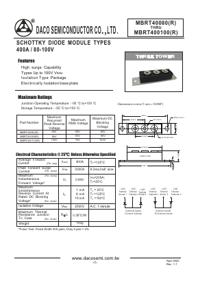 MBRT40080 Datasheet PDF DACO SEMICONDUCTOR CO.,LTD.