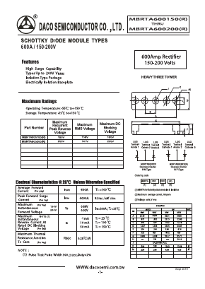 MBRTA600200 Datasheet PDF DACO SEMICONDUCTOR CO.,LTD.