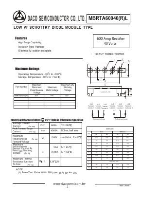 MBRTA60040L Datasheet PDF DACO SEMICONDUCTOR CO.,LTD.