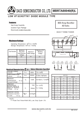 MBRTA80040L Datasheet PDF DACO SEMICONDUCTOR CO.,LTD.