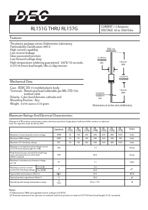 RL156G Datasheet PDF Daesan Electronics Corp.