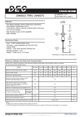 1N4001S Datasheet PDF Daesan Electronics Corp.