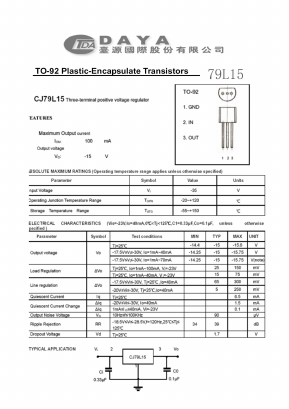 79L15 Datasheet PDF Daya Electric Group Co., Ltd.