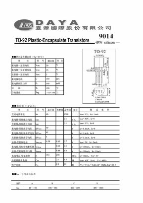 9014 Datasheet PDF Daya Electric Group Co., Ltd.