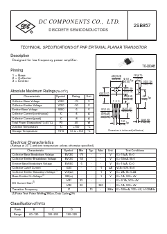 2SB857 Datasheet PDF DC COMPONENTS