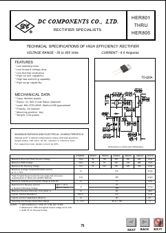 HER801 Datasheet PDF DC COMPONENTS