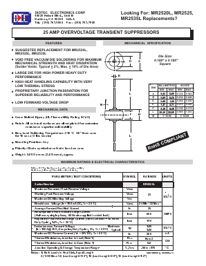MR2520L Datasheet PDF DIOTEC Electronics Corporation