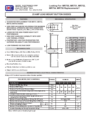MR750 Datasheet PDF DIOTEC Electronics Corporation