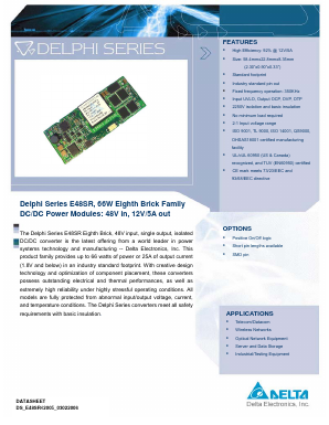 E48SR12005NMFA Datasheet PDF Delta Electronics, Inc.