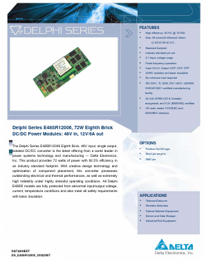 E48SR12006NKFH Datasheet PDF Delta Electronics, Inc.
