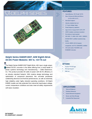 E48SR12007NMFA Datasheet PDF Delta Electronics, Inc.